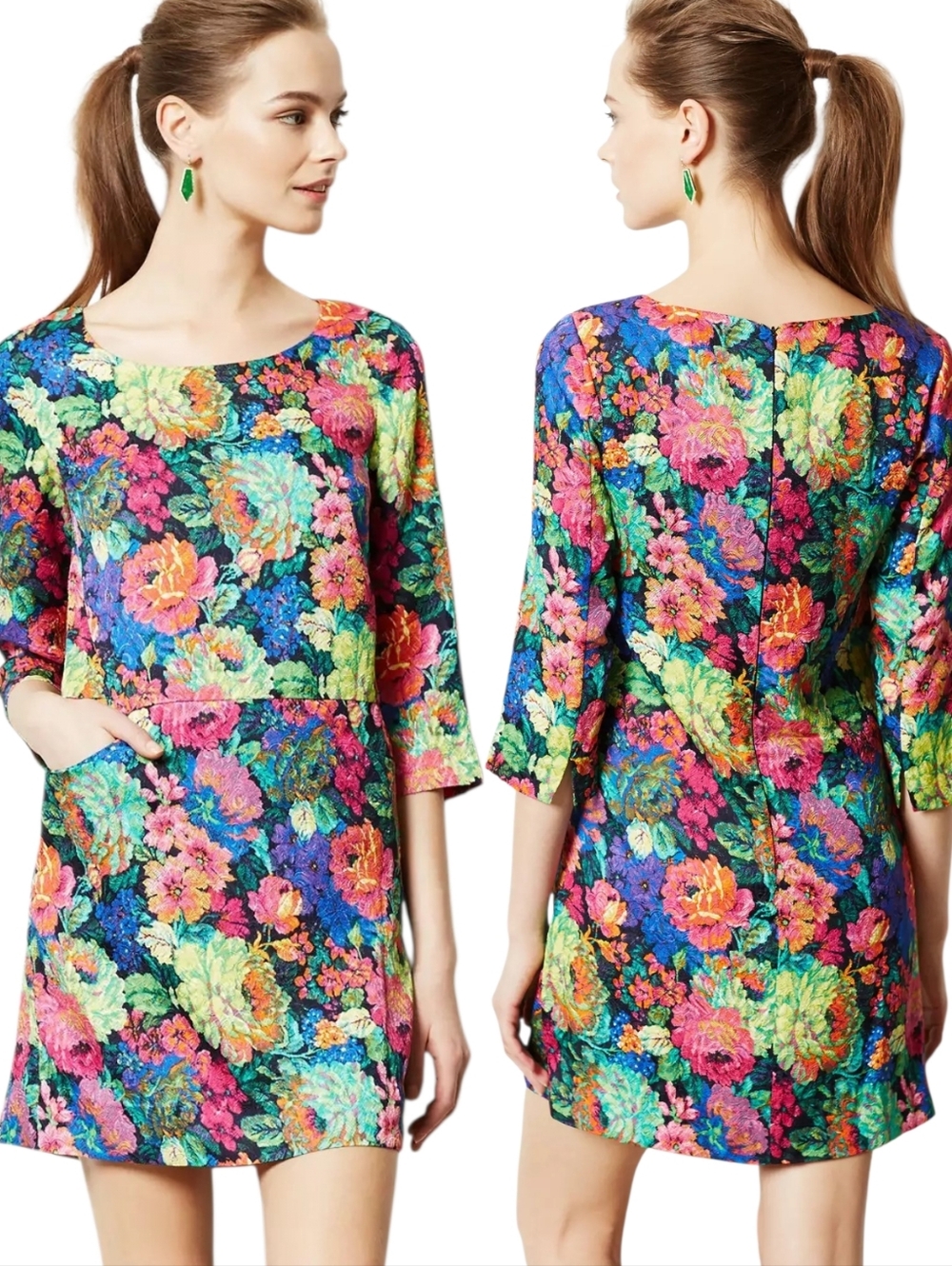 ANTHROPOLOGIE x HD PARIS Floral Print Multicolor Shift Dress - Size M